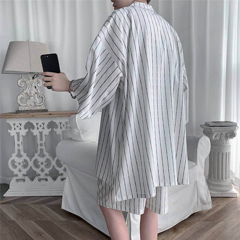 Men's Tracksuits Summer Men Shorts Set Matching Shirts Letter Striped Lightweight Tracksuit Man Short Sleeve Elastic Waist Oversize Suit Clothing