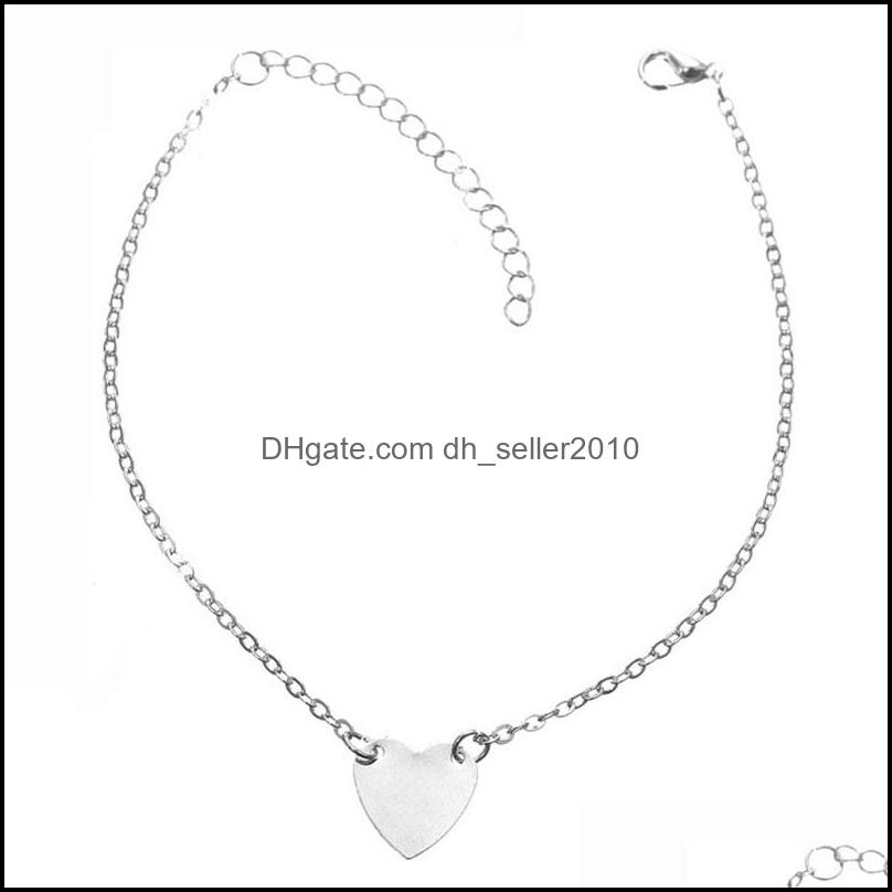 Anklets Love Heart Shaped Anklet Simplicity Fashion Accessories Sexy Woman Ankles Jewelry Foot Ornament Europe And America Drop Deliv Dh3P2