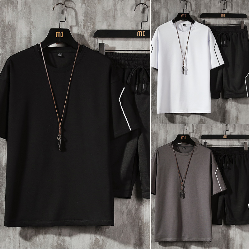 Men's Tracksuits Men's T Shirt and Short Set Male Summer Casual Short Sleeve Tops and Pants Suits Sports Running Set Streetwear Tops Tshirts