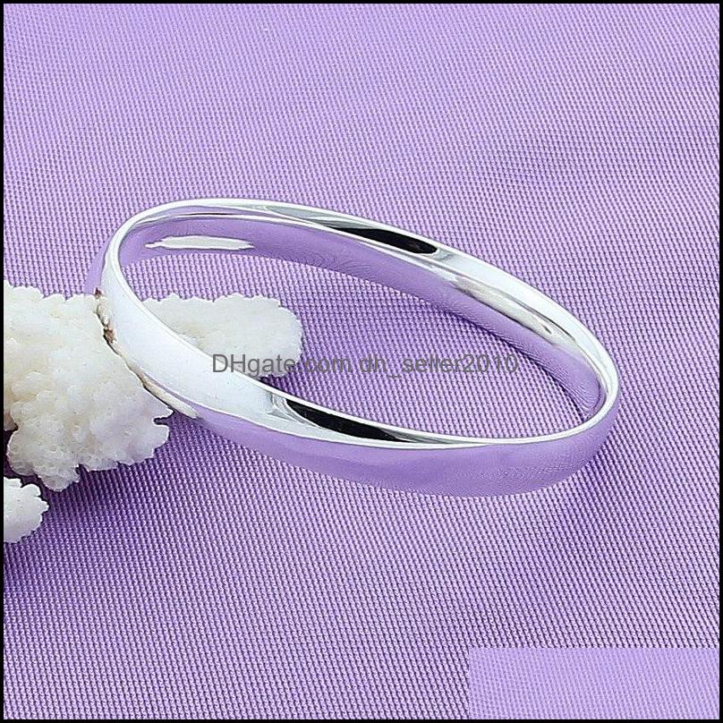 Bangle 925 Sterling Sier 10Mm Smooth Solid Bracelet Bangles For Women Men Wedding Engagement Party Jewelry 1250 T2 Drop Delivery 2021 Dh93R