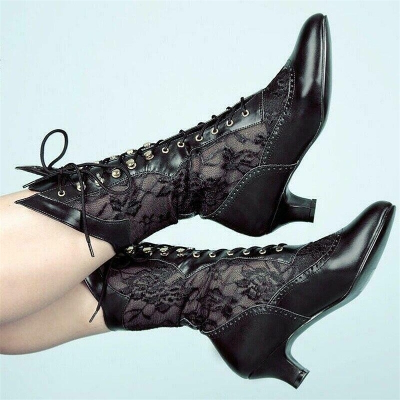 Boots US4-11 Women Victorian Pointed Toe Mid-Calf Leather Lace Hollow Out Punk Up Strange High Heel Shoes Plus SizeMA1 220914, Black
Boots US4-11 Women Victorian Pointed Toe Mid-Calf Leather Lace Hollow Out Punk Up Strange High Heel Shoes Plus SizeMA1 220914, Black