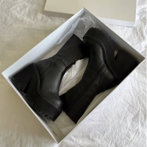 Boots Platform Genuine Leather Ankle Shoe Fashion Mid Calf Female Winter INS Botas De Mujer Size 35 44 220915