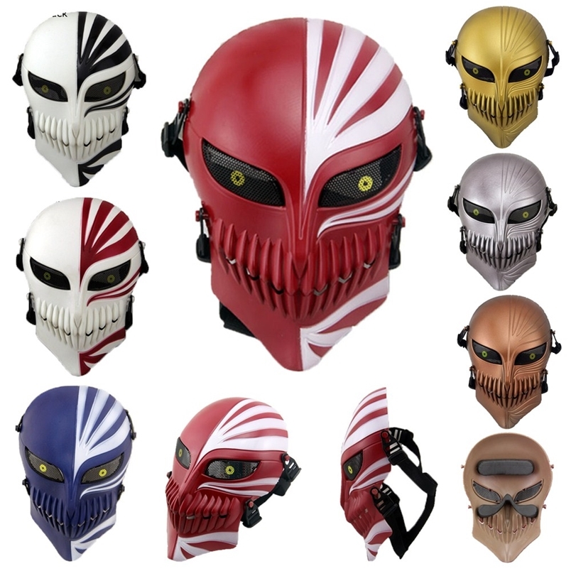 Party Masks White Red Black Blue Death Kurosaki Ichigo Bleach Mask Replica Halloween Skull Cosplay Costume Props CS War Game Tactical Masks 220915