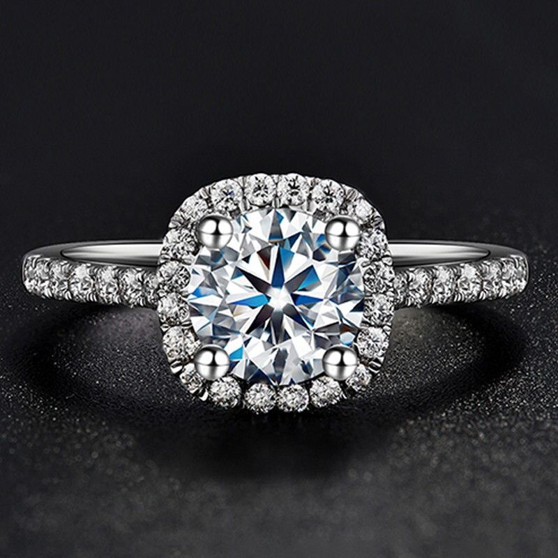 Womens Moissanite Rings Fashion Classic Shine Diamond Sliver Ring
