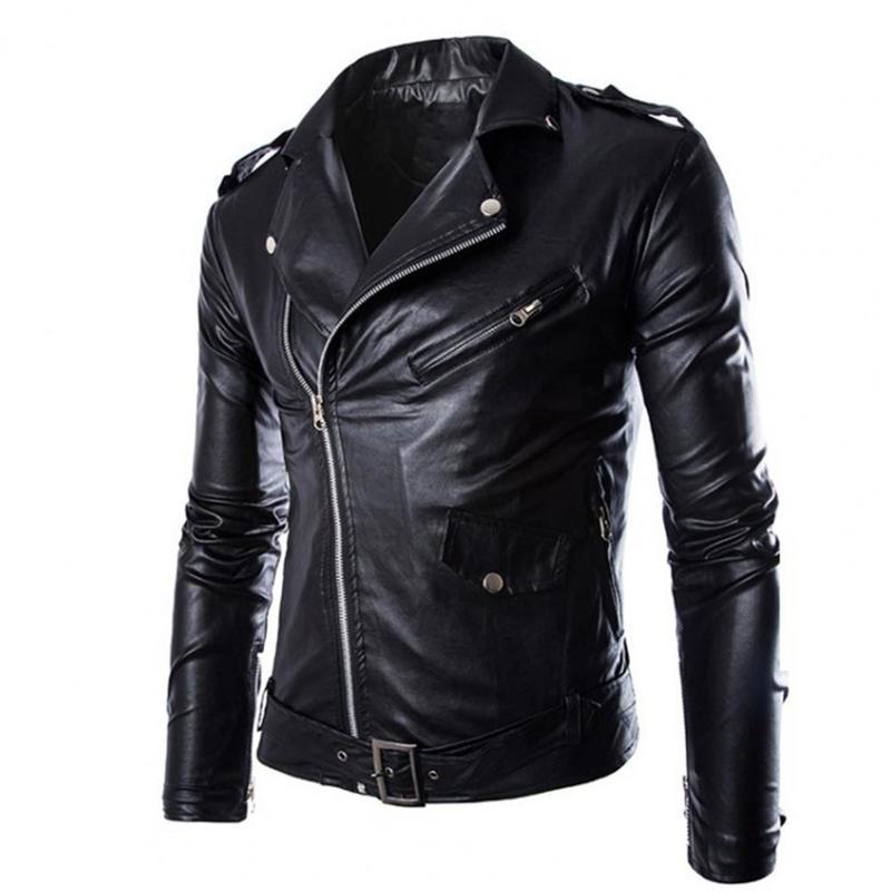 Men's Jackets Belt Streetwear Men V Neck Motorcycle Jacket Coat Zipper Turndown Collar Slim Male Overcoat Autumn Winter 220915