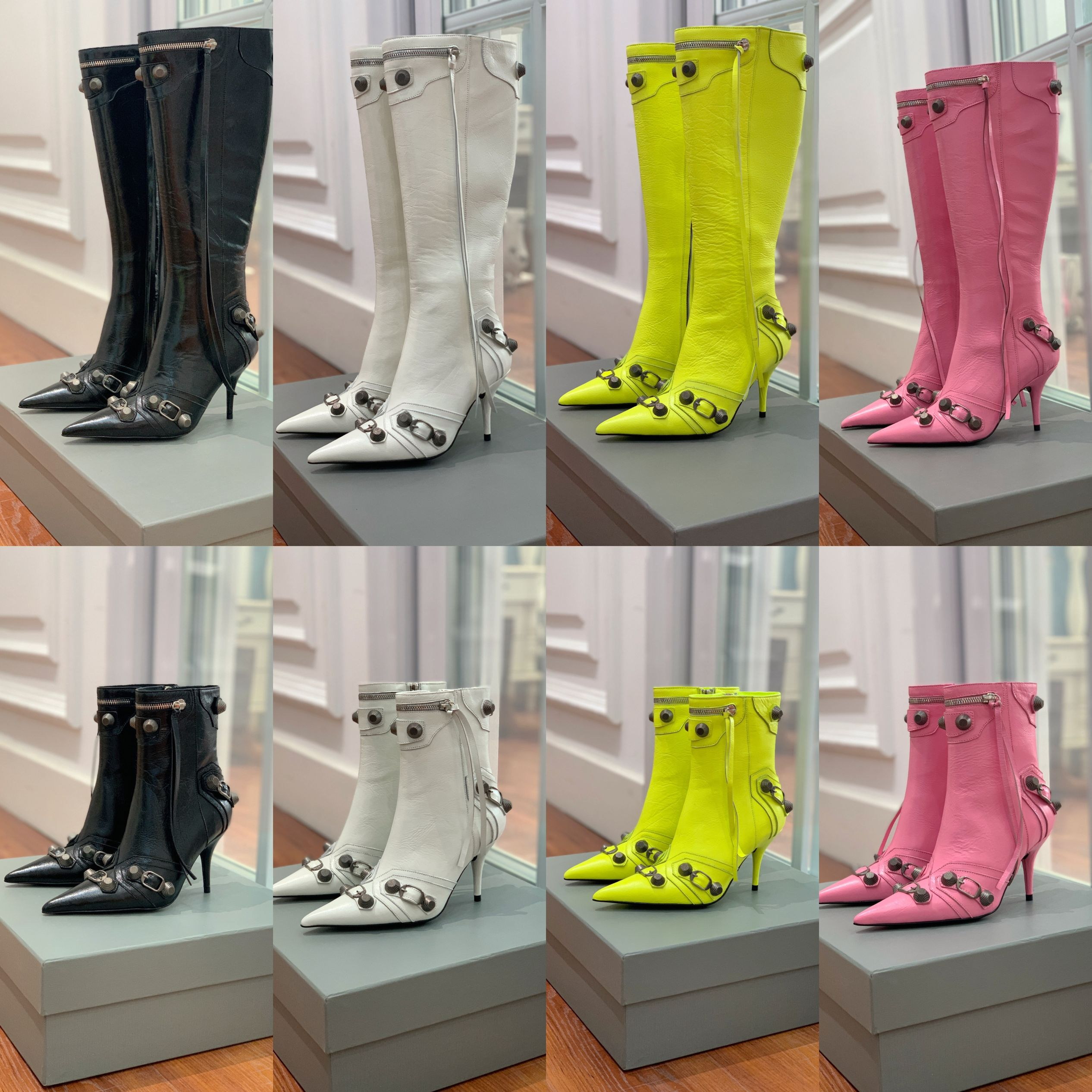 Designer Cagole Red Carpet Boots Lambskin Leather Black Fine Grain Lambskin Women Knee High Heels Stud Buckle Embellished Side Zip Pointed Toe Stiletto Boot, Colour 8
Designer Cagole Red Carpet Boots Lambskin Leather Black Fine Grain Lambskin Women Knee High Heels Stud Buckle Embellished Side Zip Pointed Toe Stiletto Boot, Colour 8