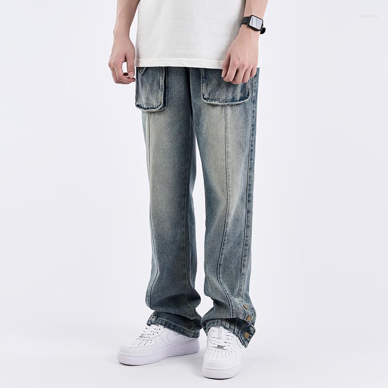 Men's Jeans Ankle Button Washed Ripped Pockets For Men Streetwear Retro Harajuku Straight Loose Denim Trousers Oversized Couple Jean, Blue
Men's Jeans Ankle Button Washed Ripped Pockets For Men Streetwear Retro Harajuku Straight Loose Denim Trousers Oversized Couple Jean, Blue