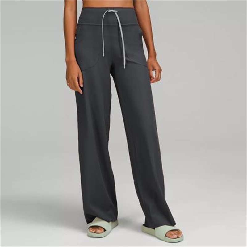 Yoga Women's Sweatpants Loose Wide Leg Pants Cloud Sense High Spring Pull Rope Lady Pocket Flared Pants LL Throwback Still