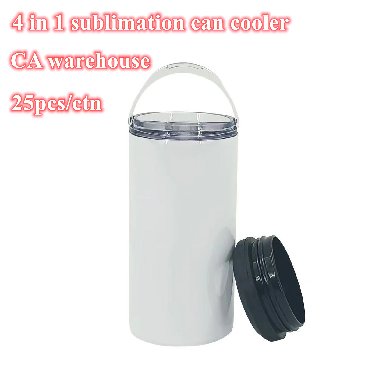 CA Warehouse Heat Press Straight Tumbler Sublimation White 16OZ 4 in 1 Can Cooler With Portable Thick Handle Lid and Black Plastic Lids C004
CA Warehouse Heat Press Straight Tumbler Sublimation White 16OZ 4 in 1 Can Cooler With Portable Thick Handle Lid and Black Plastic Lids C004