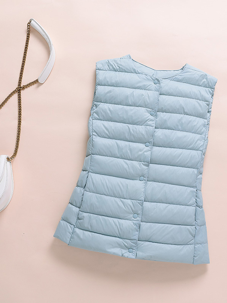 Women's Down Parkas Ultralight Down Vest Women Single-breasted Sleeveless Female Duck Down Waistcoat Puffer Feather Padded Warm Jacket 220916