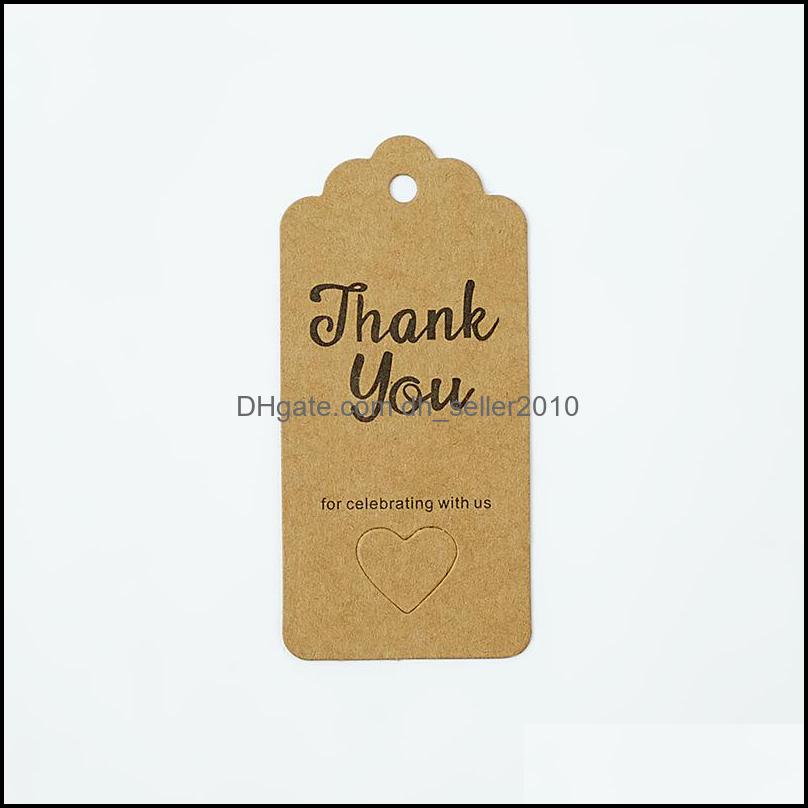 Tags Price Tags Card Printing Flower Head Tags Thank You Kraft Paper English Lift Sub Clothing Label Mark Pendant Card 100Pcs/Lot 4 Dhdxd