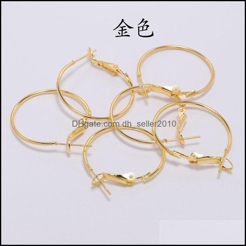 Hoop Huggie 10Pcs/Lot Gold Round Earring Hoop Hooks For Jewelry Making Finding Diy Earrings Accessories Supplies 1501 Q2 Drop Deliver Dh9Jm