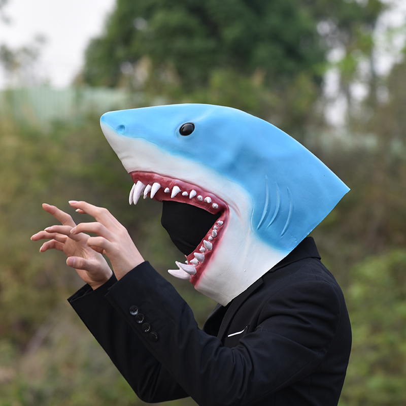 Party Masks Shark Latex Mask Unisex Halloween Masquerade Party Cosplay Headgear Novelty Animal Head Costume Props 220915