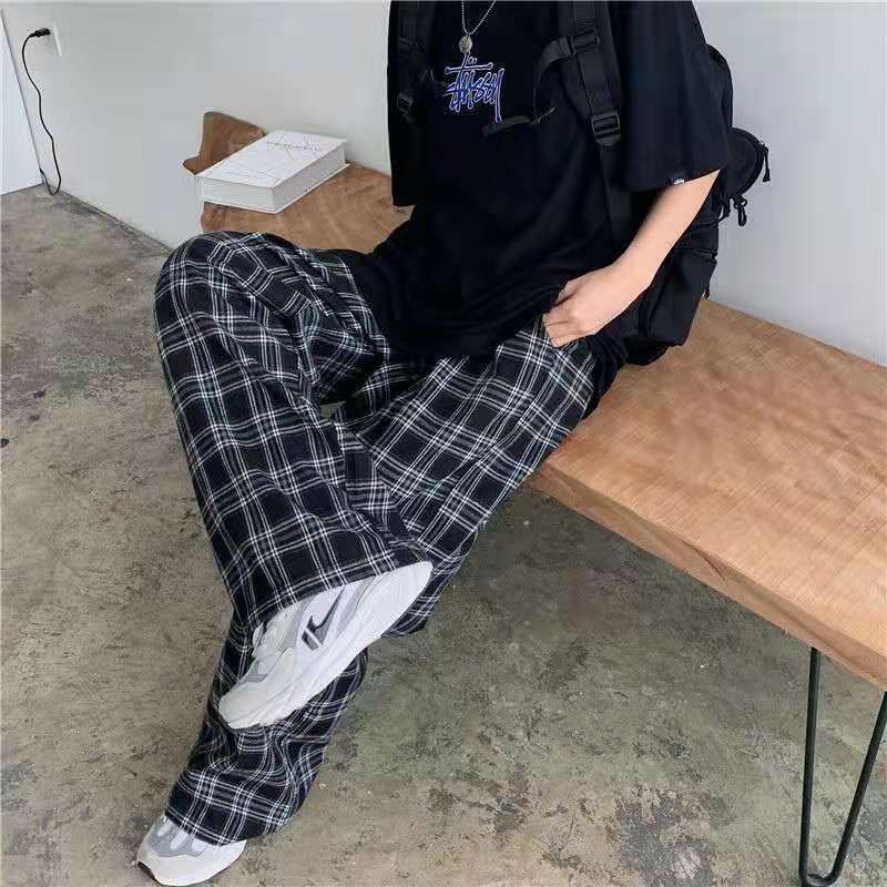 Women's Pants Capris drop Harajuku Plaid For Women Trousers Streetwear Loose Wide Leg Summer Ladies Causal Oversize 220916 Z260314