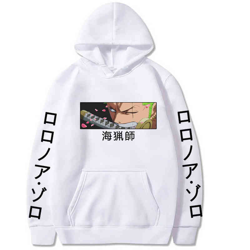 Men's Hoodies Sweatshirts Roronoa Zoro Print Anime Hoody Streetwear Tops Men Hoodies One Piece Anime Pullovers Hoodies Sweatshirts G220916