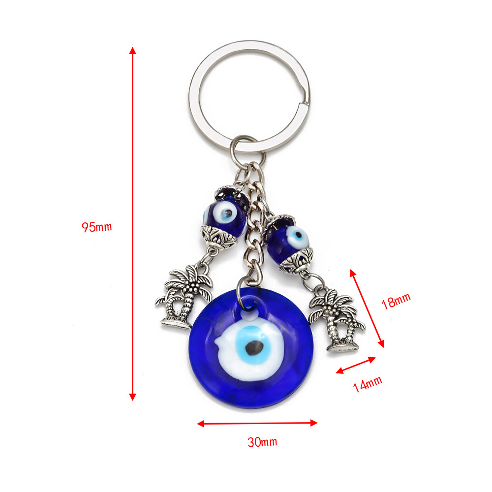 Turkish Evil Eye Keychains Lucky Blue Eye Tree Of Life Charm Key Chain Vintage Keyring for Men Women Car Key Pendant