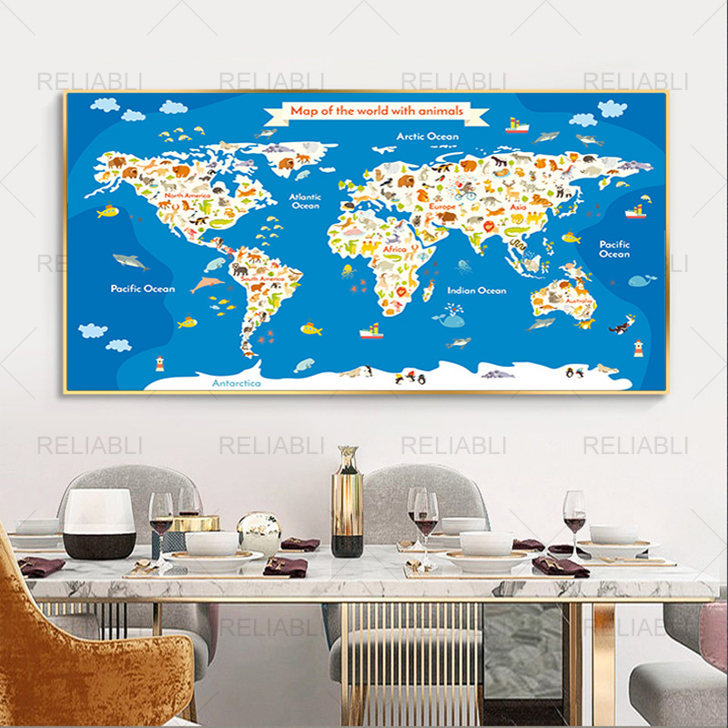 Cartoon Animal World Map Picture Children Poster Nursery Wall Art Canvas Painting Prints for Baby Kids Bedroom Study Decoration 
Cartoon Animal World Map Picture Children Poster Nursery Wall Art Canvas Painting Prints for Baby Kids Bedroom Study Decoration