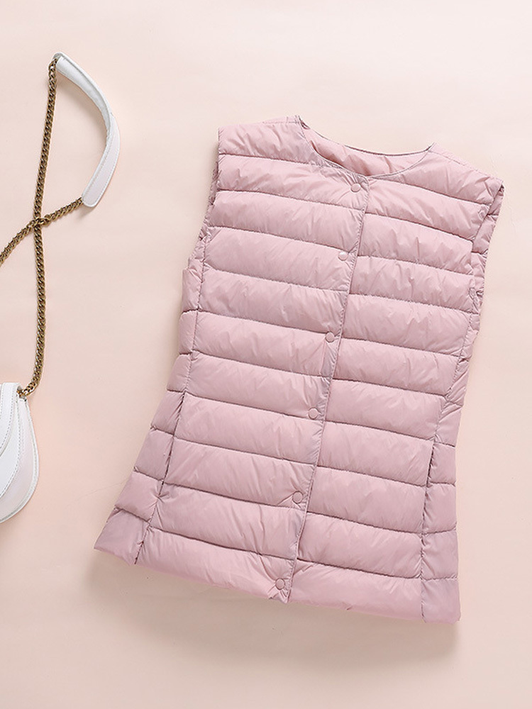 Women's Down Parkas Ultralight Down Vest Women Single-breasted Sleeveless Female Duck Down Waistcoat Puffer Feather Padded Warm Jacket 220916