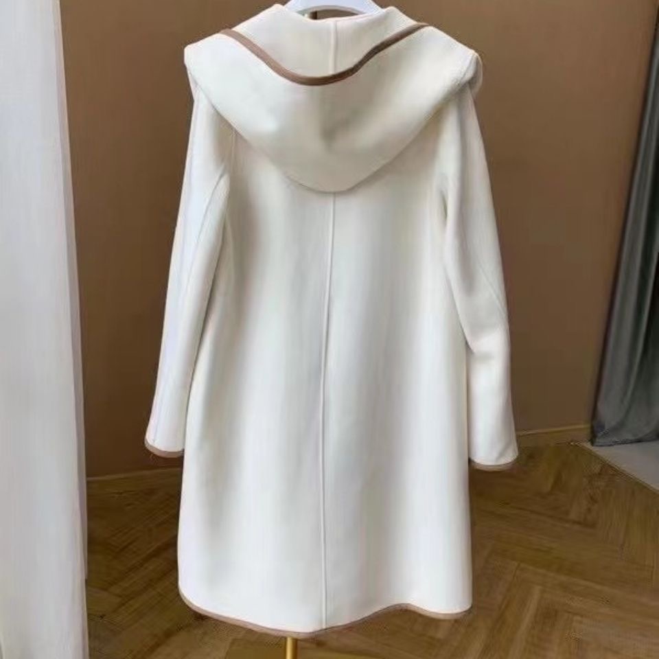 Winer Womens Wool Blend Coats Elegant White Long Coat Outerwear Autumn Classic Woman Cardigan Coats Ins Style Clothing