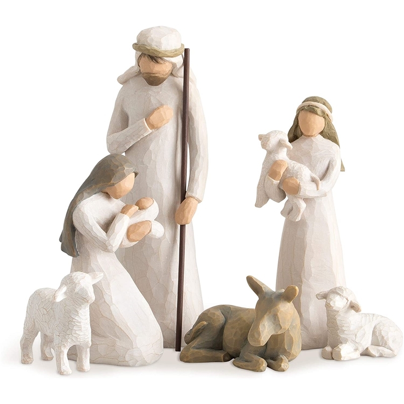 Other Event Party Supplies Sculpted Hand-Painted Nativity Figures 6pcs/Set Art Figure Jesus Decoration Statue Tabletop Ornament Home Decor Christmas G