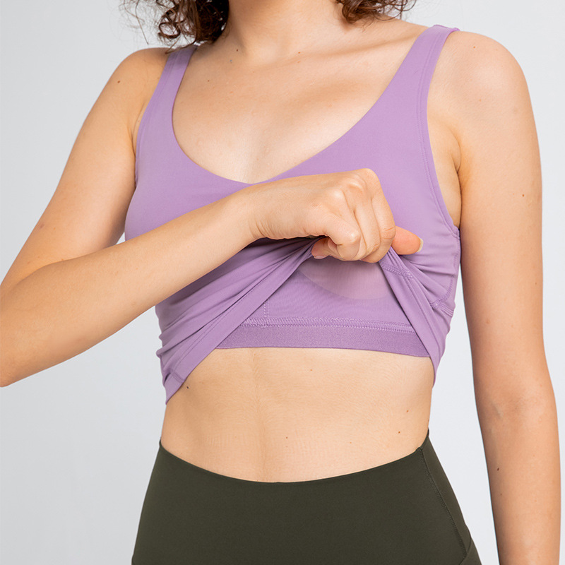 2054 U Back Women Yoga Tank Tops Soft Fabric Shockproof Sports Bra Shirts Fiess Vest Top Sexy Underwear Solid Color Gym Clothes with Removable Cups