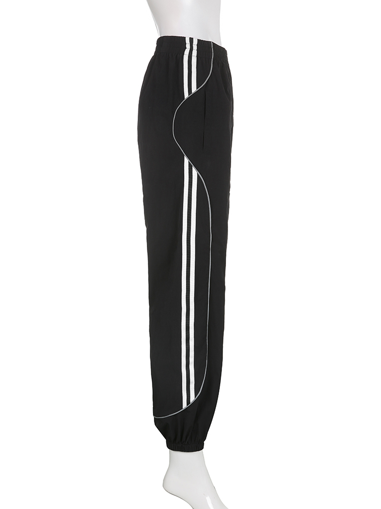 Women's Pants Capris Weekeep Black Sweatpants Elastic Low Waist Straight Sports Jogging Capris Korean Fashion Streetwear Casual Pants for Women B