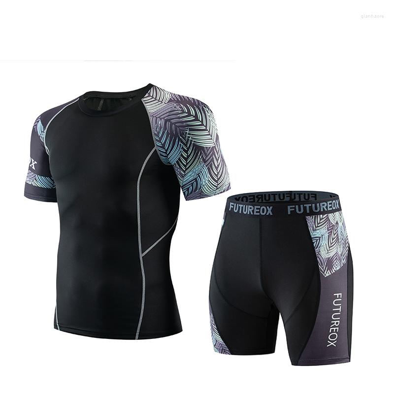Men's Tracksuits FUTUREOX Brand Compression Stripe Print O-neck Short-sleeved Sports Suit Gym Tight Shorts Sportswear
Men's Tracksuits FUTUREOX Brand Compression Stripe Print O-neck Short-sleeved Sports Suit Gym Tight Shorts Sportswear