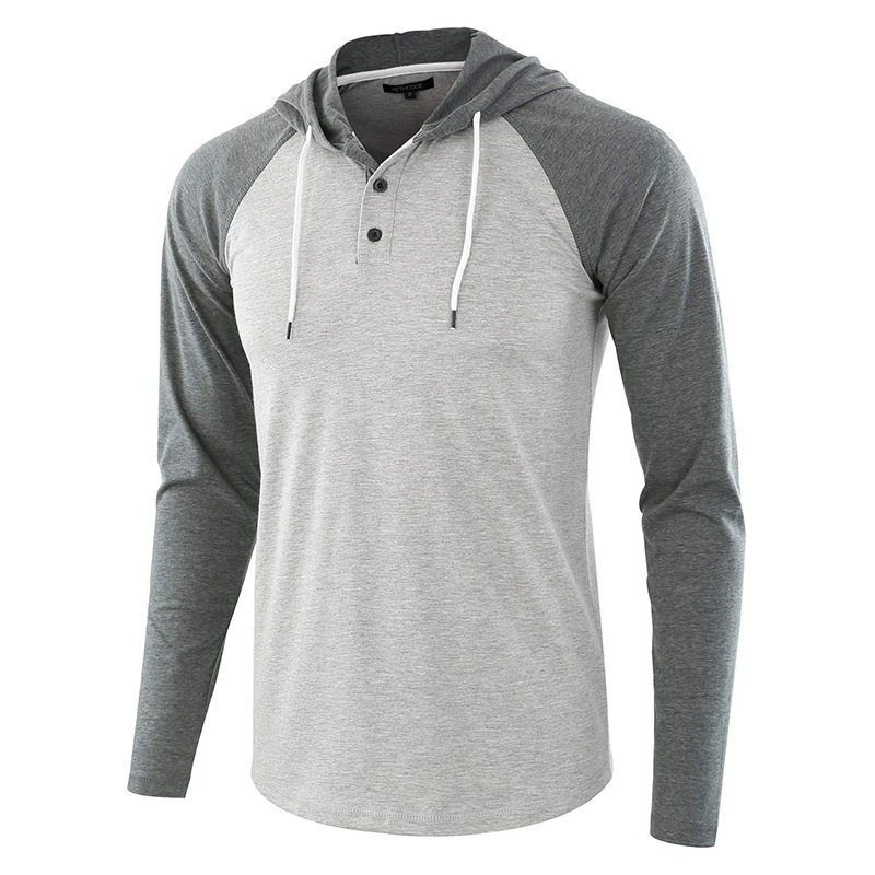 Men s T Shirts Spring Pure color stitching Casual Long Sleeve Raglan Hoodie T With Hooded Hat Stylish Men Tee Clothing Top 220916