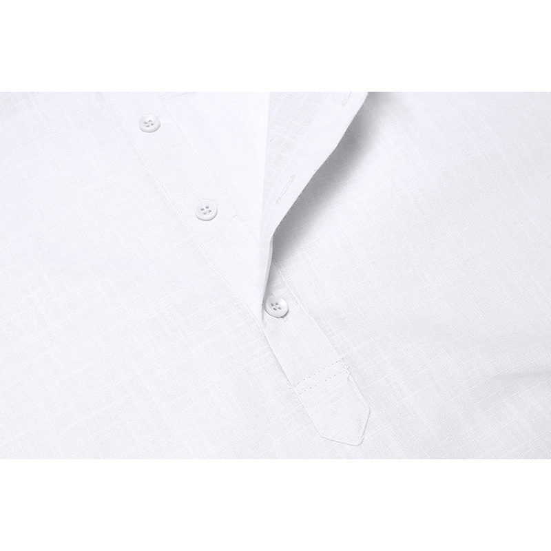 Men s Polos Cotton Linen Henley Shirt Long Sleeve Hippie Casual Beach T Shirts 220916