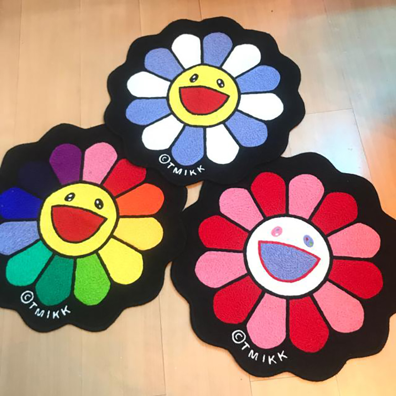 Home Furnishings Aesthetics Carpet Sunflower Takashi Murakami Area Rug Hypebeast Parlor Bedroom Playroom Trending Sneakers Floor Mat Supplier