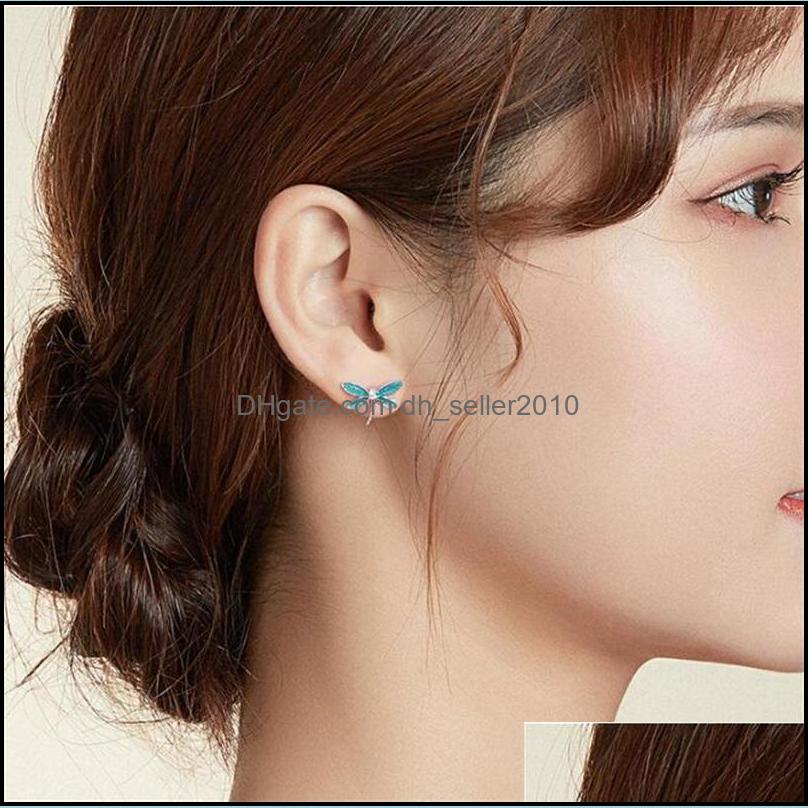 Charm 925 Sterling Sier Dragonfly Earrings For Women Hypoallergenic Jewelry Kid Earring 1807 V2 Drop Delivery 2021 Dhseller2010 Dhun3