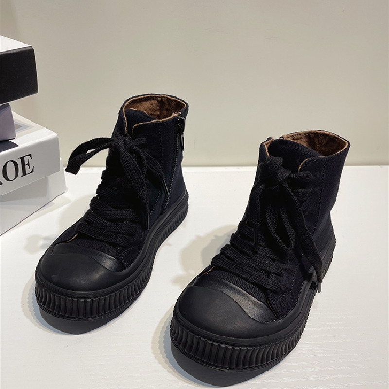 Boots Children s High Top Sneakers Kids Girls Canvas Casual Shoes Lace Up Flat Baby Infant Toddler Winter boys 21 30 220915