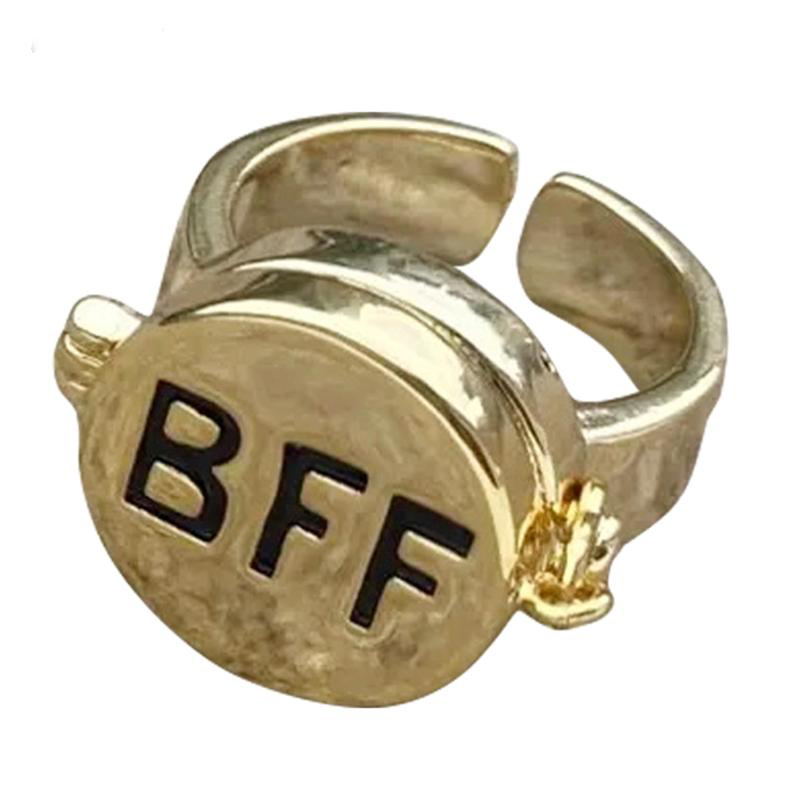 BFF Cute Anime Ring Women Girls Open Adjustable Cover Ring Gold Rings for Forever Close Friend Gift