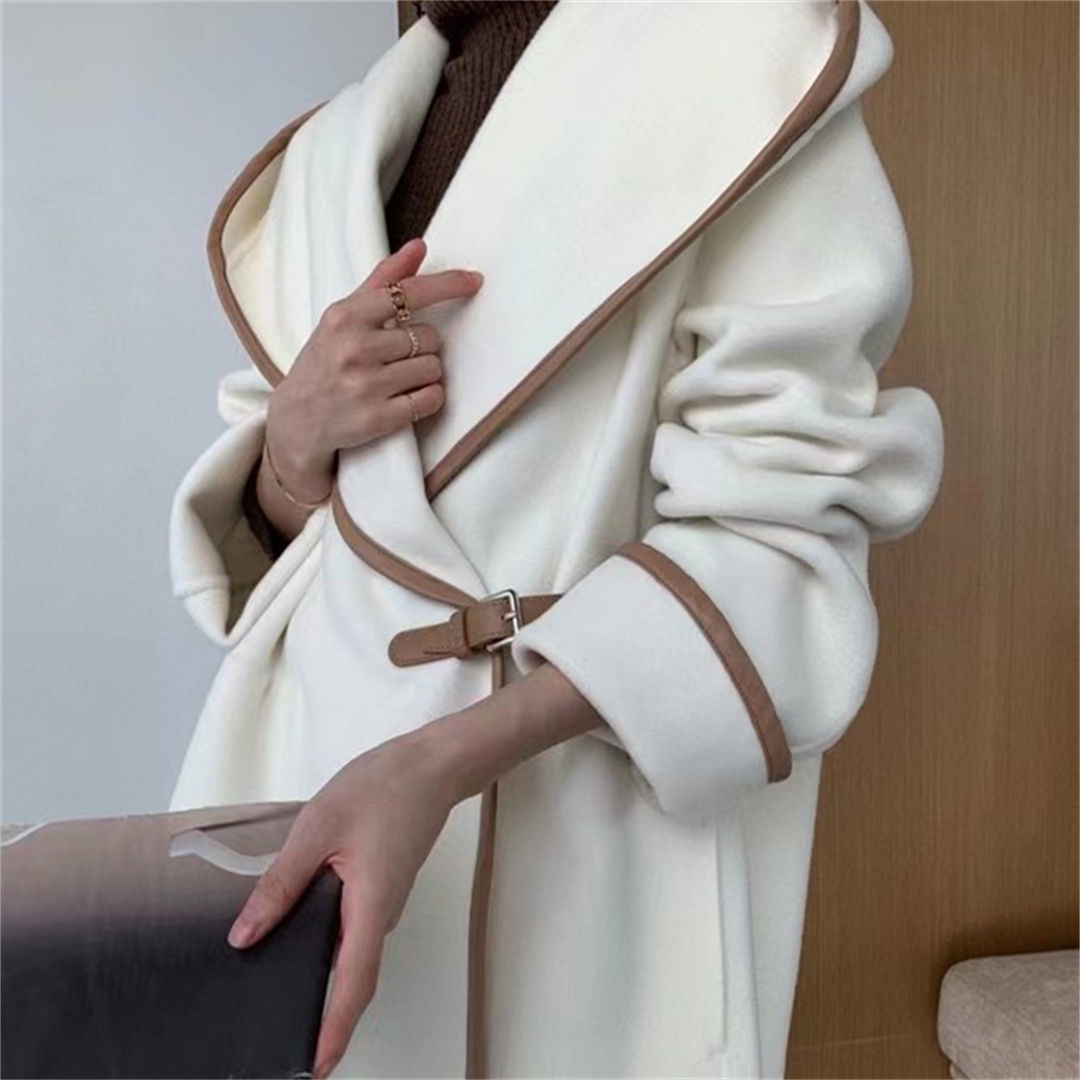 Winer Womens Wool Blend Coats Elegant White Long Coat Outerwear Autumn Classic Woman Cardigan Coats Ins Style Clothing