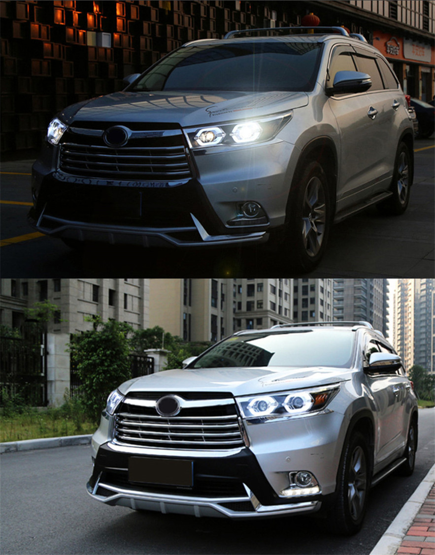 Car Head Lights Parts For New Kluger 20 15-20 17 highlander LED Front Headlight Replacement DRL Daytime light Projector Facelift