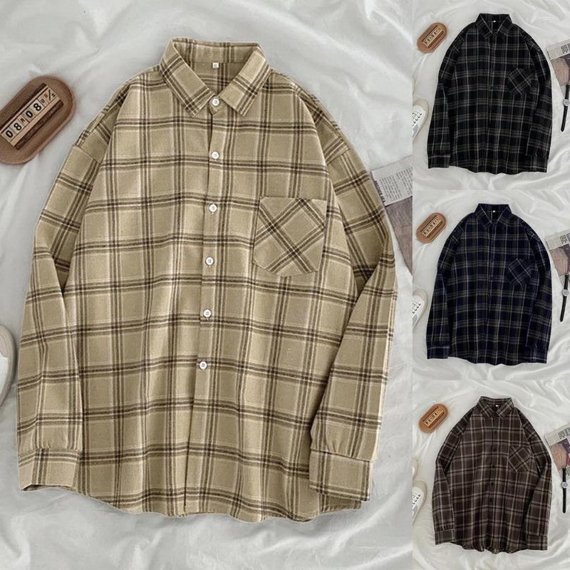 Women' Blouses WENYUJH Vintage Plaid Shirts Women Autumn Long Sleeve Button Up Shirt Korean Fashion Casual Fall Outwear Tops Blusas Mujer, Navy blue 
Women' Blouses WENYUJH Vintage Plaid Shirts Women Autumn Long Sleeve Button Up Shirt Korean Fashion Casual Fall Outwear Tops Blusas Mujer, Navy blue