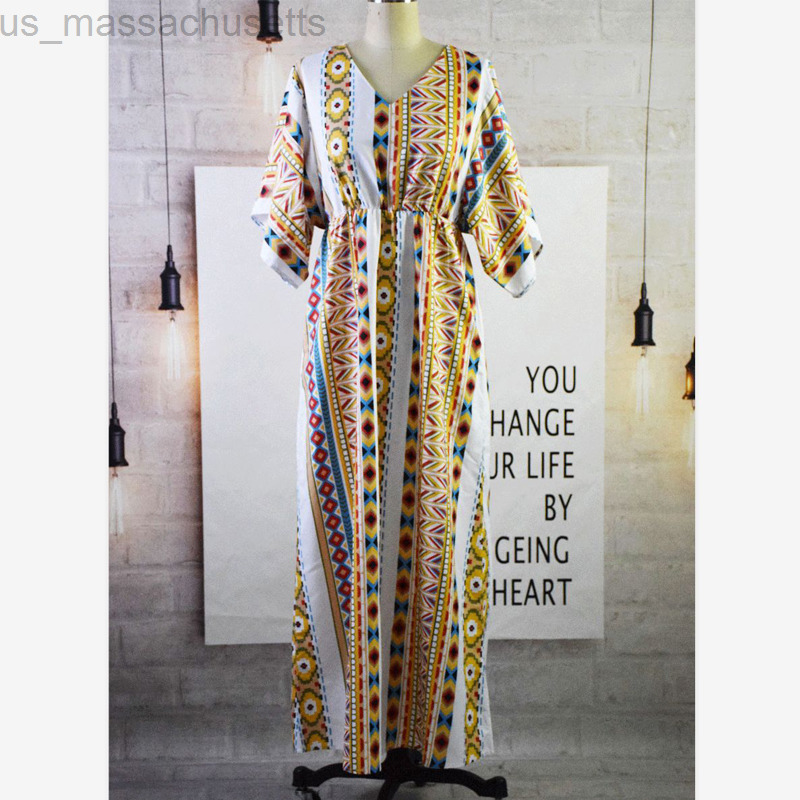 Family Matching Outfits Summer Family Look Mom And Me Dress Print V-neck Short Sleeve Long Dresses Family Matching Outfits Mother Daughter Dresses L22