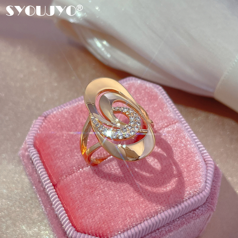 Jewelrys SYOUJYO Luxury Openwork Spiral Pattern Ring For Women 585 Rose Gold Natural Zircon Micro Wax Inlay Party Wedding Fashion Jewelry
Jewelrys SYOUJYO Luxury Openwork Spiral Pattern Ring For Women 585 Rose Gold Natural Zircon Micro Wax Inlay Party Wedding Fashion Jewelry