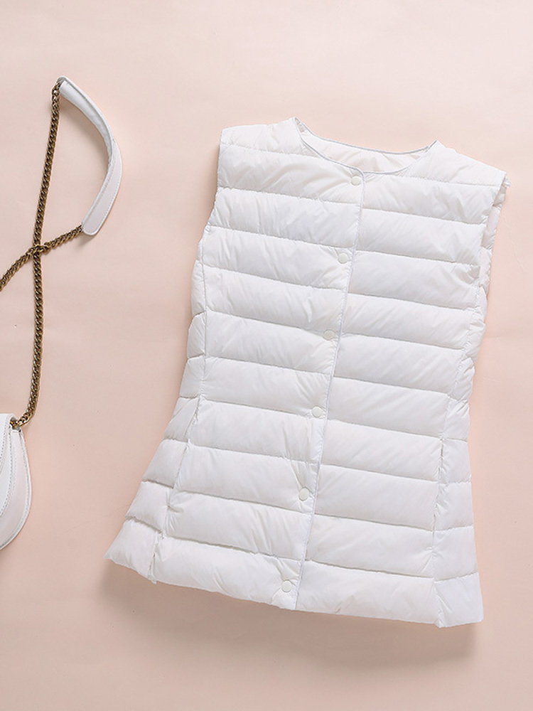 Women's Down Parkas Ultralight Down Vest Women Single-breasted Sleeveless Female Duck Down Waistcoat Puffer Feather Padded Warm Jacket 220916