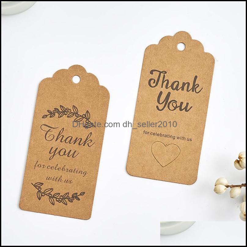 Tags Price Tags Card Printing Flower Head Tags Thank You Kraft Paper English Lift Sub Clothing Label Mark Pendant Card 100Pcs/Lot 4 Dhdxd