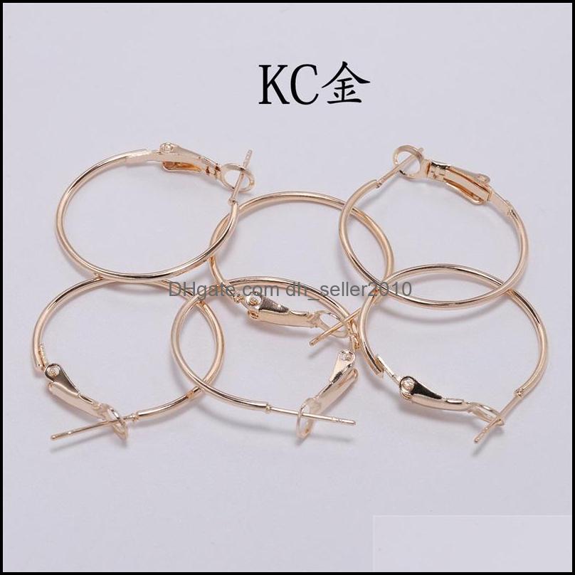Hoop Huggie 10Pcs/Lot Gold Round Earring Hoop Hooks For Jewelry Making Finding Diy Earrings Accessories Supplies 1501 Q2 Drop Deliver Dh9Jm