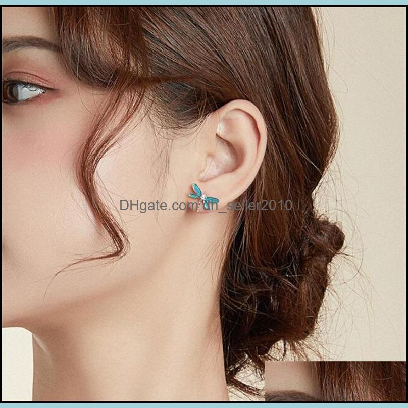 Charm 925 Sterling Sier Dragonfly Earrings For Women Hypoallergenic Jewelry Kid Earring 1807 V2 Drop Delivery 2021 Dhseller2010 Dhun3