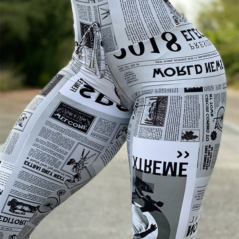 Women's Pants Capris Autumn Women spaper Print Butt Lifting Pants Femme Anime High Waist Skinny Trousers Sporty Lady Clothing traf 220916