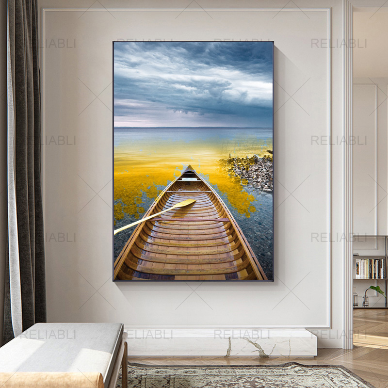 

Nordic Landscape Posters and Prints Ocean Boat Picture Modern Canvas Painting Wall Picture for Living Room Home Decor No Frame