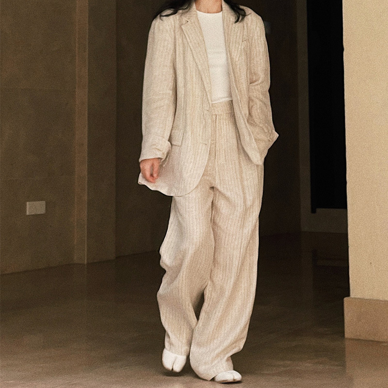 Women's Pants Capris Spring Summer Women's Casual Striped High Waist Loose Wide Leg Pants 220916