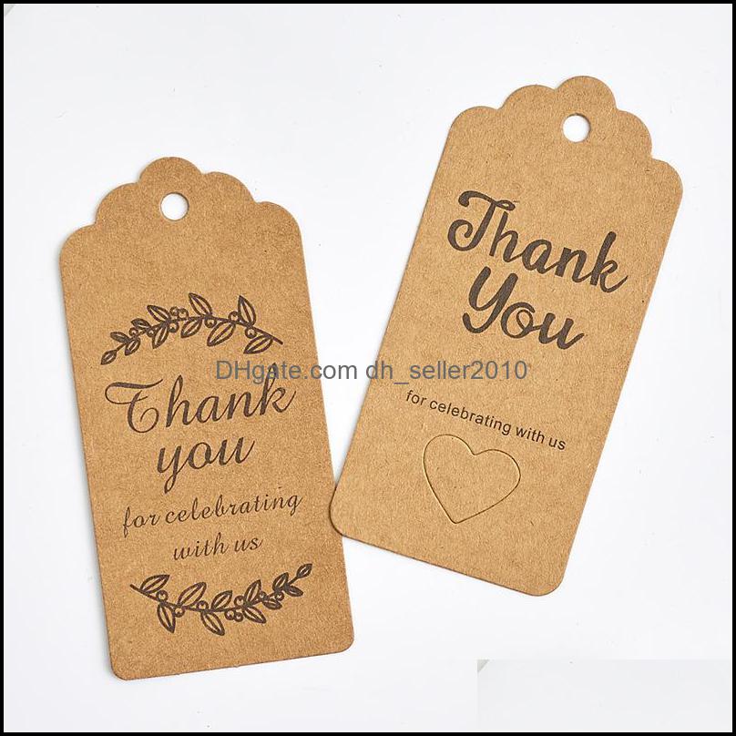 Tags Price Tags Card Printing Flower Head Tags Thank You Kraft Paper English Lift Sub Clothing Label Mark Pendant Card 100Pcs/Lot 4 Dhdxd