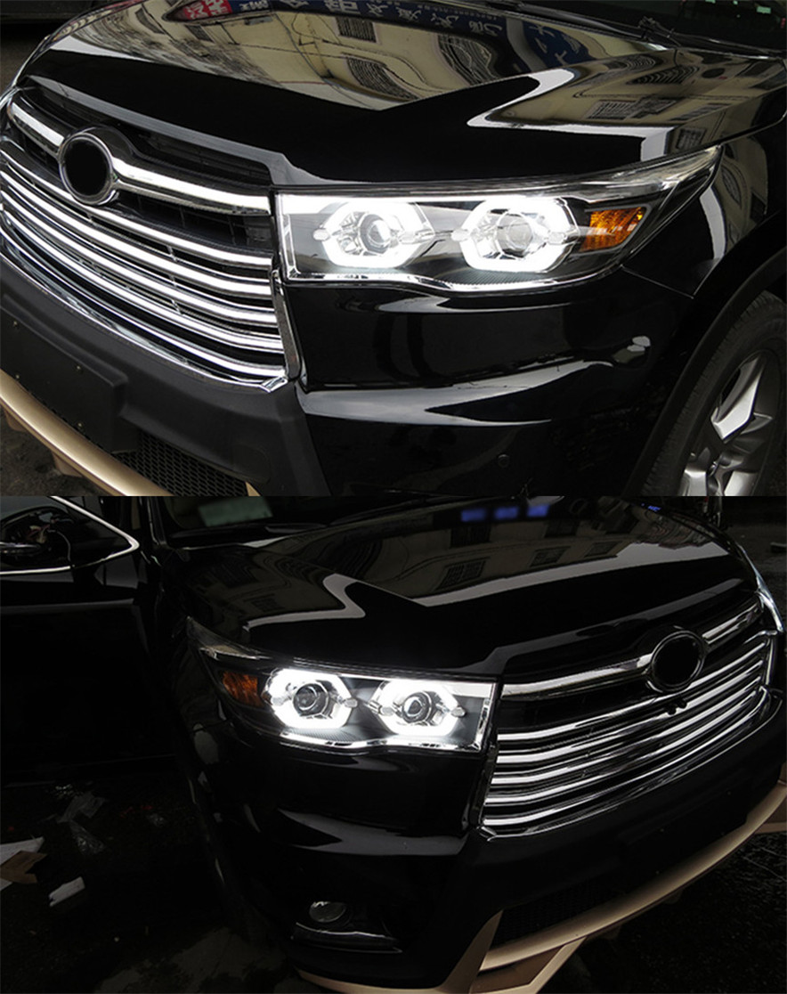 Car Head Lights Parts For New Kluger 20 15-20 17 highlander LED Front Headlight Replacement DRL Daytime light Projector Facelift
