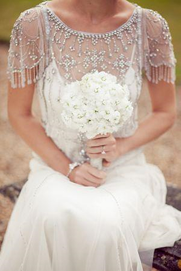 Boho Wedding Dress Great Gatsby Luxury Crystals Beaded Bridal Gowns 2022 A-Line Cap Sleeve Ivory Vintage Country Beach Bride Dresses Sexy Illusion Bac