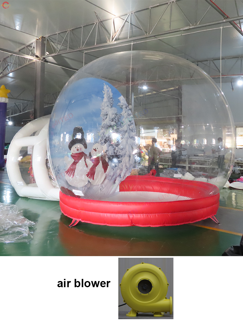 Delivery outdoor activities 4x3m 5x3m giant Christmas Inflatable Snow Globe with tunnel for