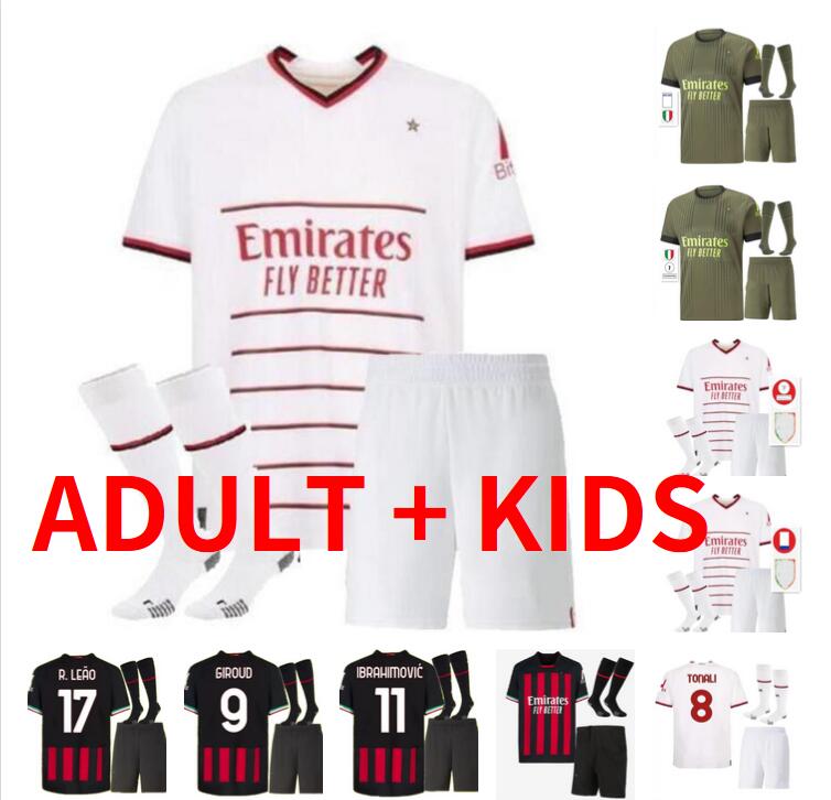 adult kits 22 23 soccer jerseys AC MILANS LEAO TOMORI IBRAHIMOVIC GIROUD football shirt 2022 2023 TONALI BENNACER REBIC HOME AWAY Camiseta de futbol Men Kids kit Socks
adult kits 22 23 soccer jerseys AC MILANS LEAO TOMORI IBRAHIMOVIC GIROUD football shirt 2022 2023 TONALI BENNACER REBIC HOME AWAY Camiseta de futbol Men Kids kit Socks